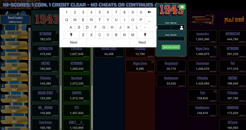iScored score posting dialog with name and score fields
